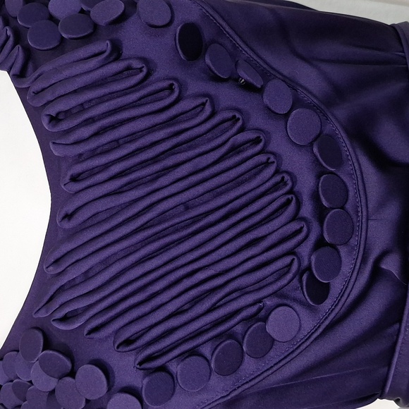 Gianni Bini NEW Purple Romantic Glam Cocktail Belted Ruffle Preppy Dress Size 10 - Picture 5 of 14